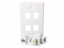 4x CAT6 Wall Plate (RJ45 Keystone Punchdown) (Thumbnail )