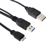 50cm USB 3.0 External HDD Data & Power Y-Cable (USB 3.0 Micro to 2x Type-A) (Thumbnail )