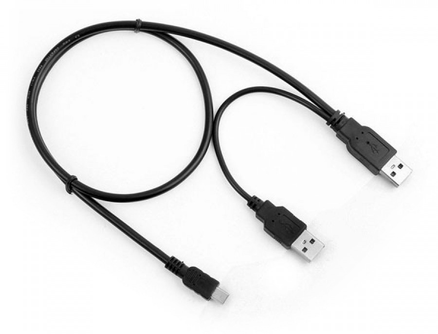 60cm USB 2.0 External HDD Data & Power Y-Cable (Mini-B 5 Pin to 2x Type-A) (Photo )