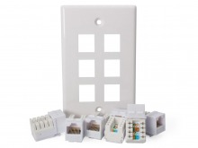 6x CAT6 Wall Plate (RJ45 Keystone Punchdown) (Thumbnail )