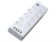 8-Socket Surge Protection Power Board & 4-Port USB Charger