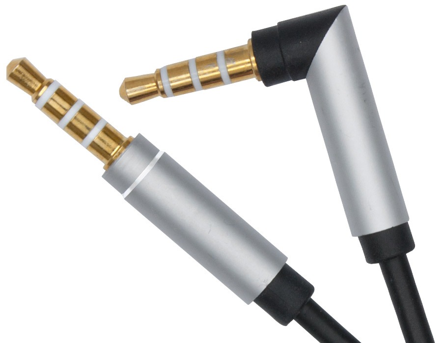 1m Right-Angle 4-Pole TRRS 3.5mm Cable (Male to Male)