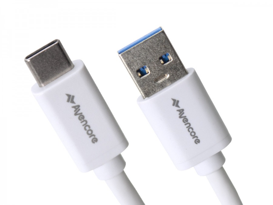 Avencore 0.5m SuperSpeed USB Type-C to Type-A Cable (White) (Photo )