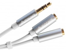 Avencore 20cm Aluminium 3.5mm Stereo Audio Splitter Cable (Male to 2x Female) (Thumbnail )