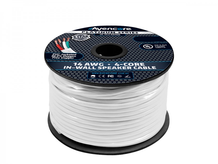 Avencore 30m Platinum Series In-Wall 14AWG 99.98% OFC Speaker Cable (4-Core) (Photo )