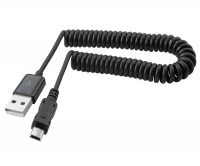 Coiled Mini-B USB 2.0 Hi-Speed Cable (Type-A Male to Mini-B 5-Pin Male) (Thumbnail )