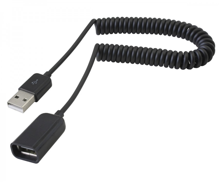 Coiled USB 2.0 Hi-Speed Extension Cable (Type-A Male to Female) (Photo )