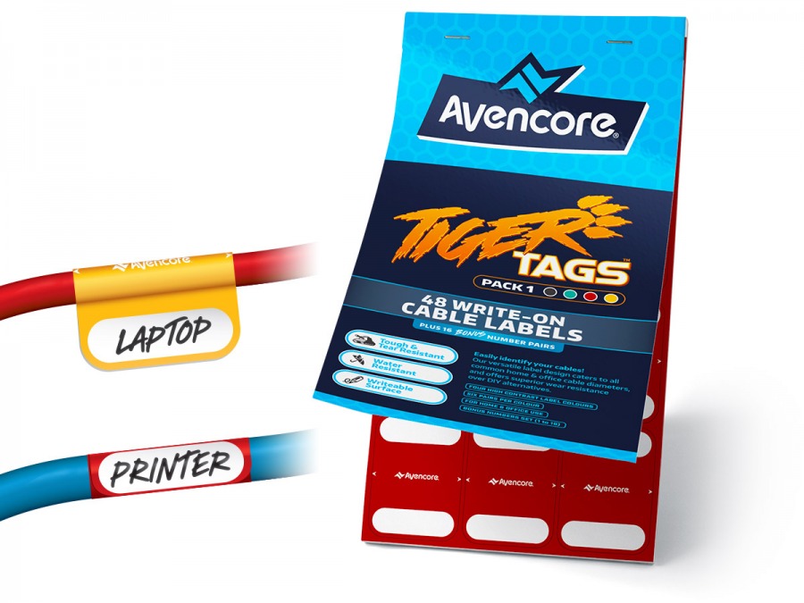 Avencore Tiger Tags 48 Write-On Cable Labels (Pack 1) (Photo )