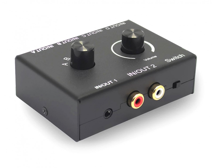 Bi-Directional 4x2 Way 3.5mm Stereo Audio Switch with Volume Control  (4x2 or 2x4 Switching) (Photo )