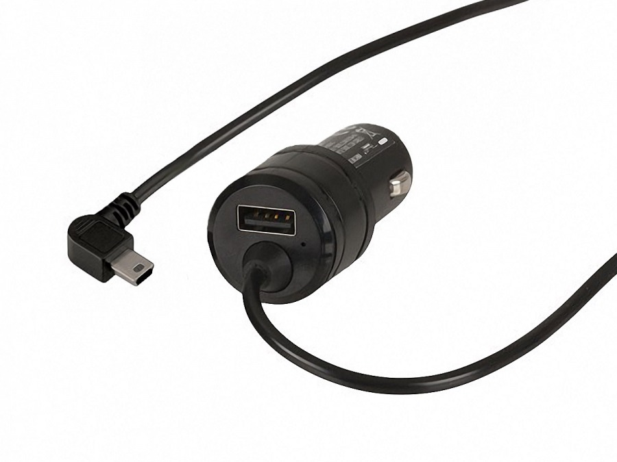 In-Car GPS Charger with Right-Angle USB Mini-B Connector (Photo )
