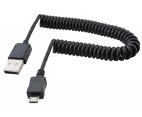 Coiled Micro USB 2.0 Hi-Speed Cable (Type-A Male to Micro-B Male) (Thumbnail )
