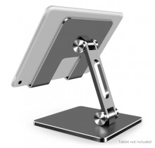Compact Double-Hinged Aluminium Tablet Stand - Gunmetal Grey (for Tablets & Large Phones) (Thumbnail )