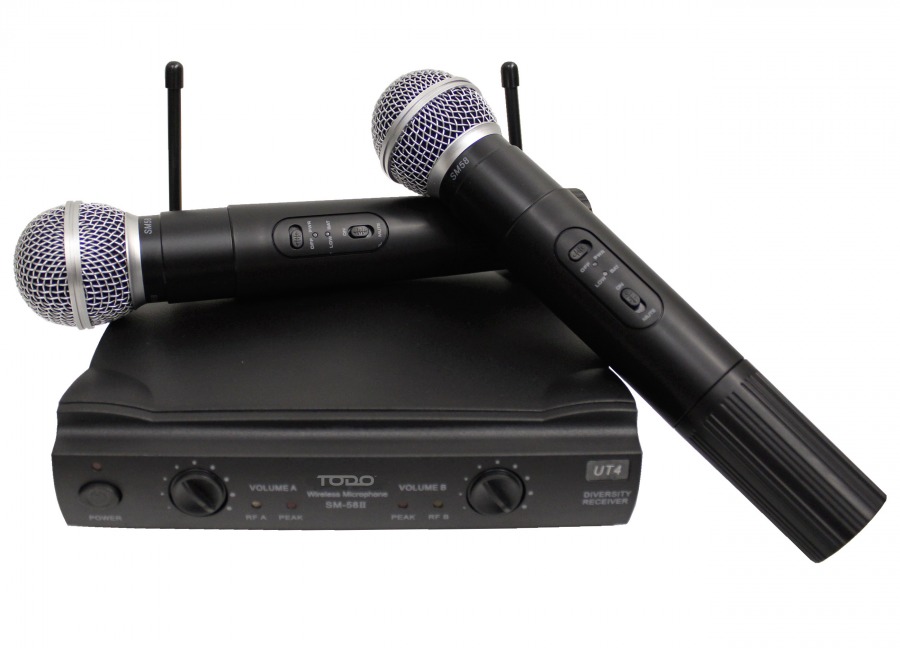 Dual-Channel UHF Wireless Microphones with Receiver for PA Systems + Hard Carry-Case