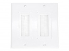 Flush Wall Plate with Double Gang Brushed Entry