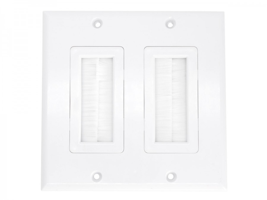 Flush Wall Plate with Double Gang Brushed Entry (Photo )