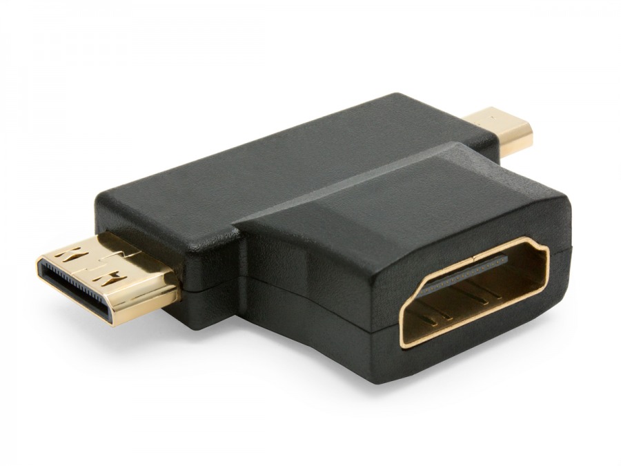 HDMI to Mini-HDMI Male & Micro-HDMI T-Shaped Adapter (Photo )