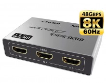 High-End 3-Port 8K/60Hz HDMI Switch (3x1 HDMI 2.1 Switch) (Thumbnail )