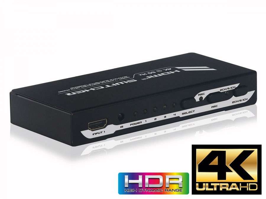 High-End 4-Port Ultra HD 4K/60Hz HDMI Switch & Audio Extractor (4x1 HDMI 2.0 Switch) (Photo )