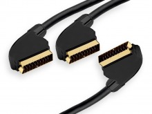 High-End Shielded 1.5m SCART to 2x SCART Splitter Cable (Gold Plated)