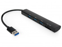 Slim Aluminium USB Hub - USB Type-A Interface (3x USB 3.0 + Card Reader) (Thumbnail )