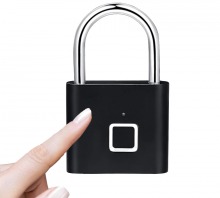 Keyless Smart Fingerprint Padlock - Rechargeable (Black) (Thumbnail )