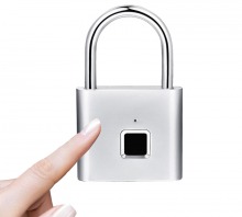 Keyless Smart Fingerprint Padlock - Rechargeable (Silver) (Thumbnail )