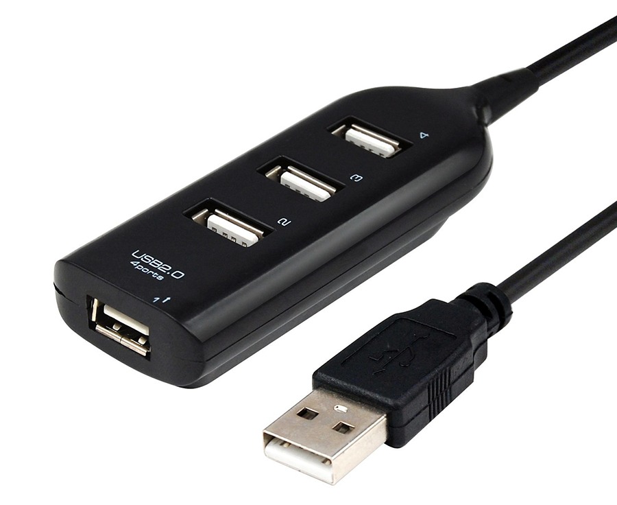 Pocket Sized 4-Port USB 2.0 Hub (Black) (Photo )