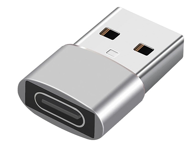Premium Aluminium USB Type-C (Female) to Type-A (Male) Adapter - SILVER (Photo )