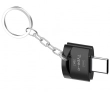 Premium Aluminium USB Type-C OTG Adapter + Keychain (Black) (Thumbnail )