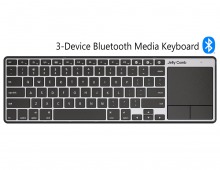 Rechargable Multi-Device Bluetooth Wireless Media Keyboard with Touchpad (Control 3 Systems) (Thumbnail )