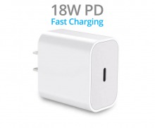 Single Socket 18W PD USB-C Wall Charger (5V/3A)