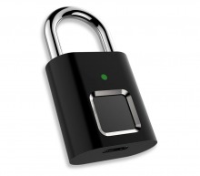 Small Keyless Smart Fingerprint Padlock - Rechargeable (Black) (Thumbnail )