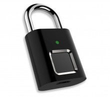 Small Keyless Smart Fingerprint Padlock - Rechargeable (Black) (Thumbnail )