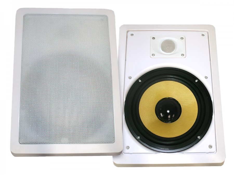 Square 8" Pair of 2-Way Wall / Ceiling Mounted Speakers - 150w Kevlar Drivers
