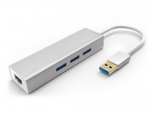 Super-Speed 3-Port USB 3.0 Hub + Gigabit Ethernet Network Adapter (Thumbnail )
