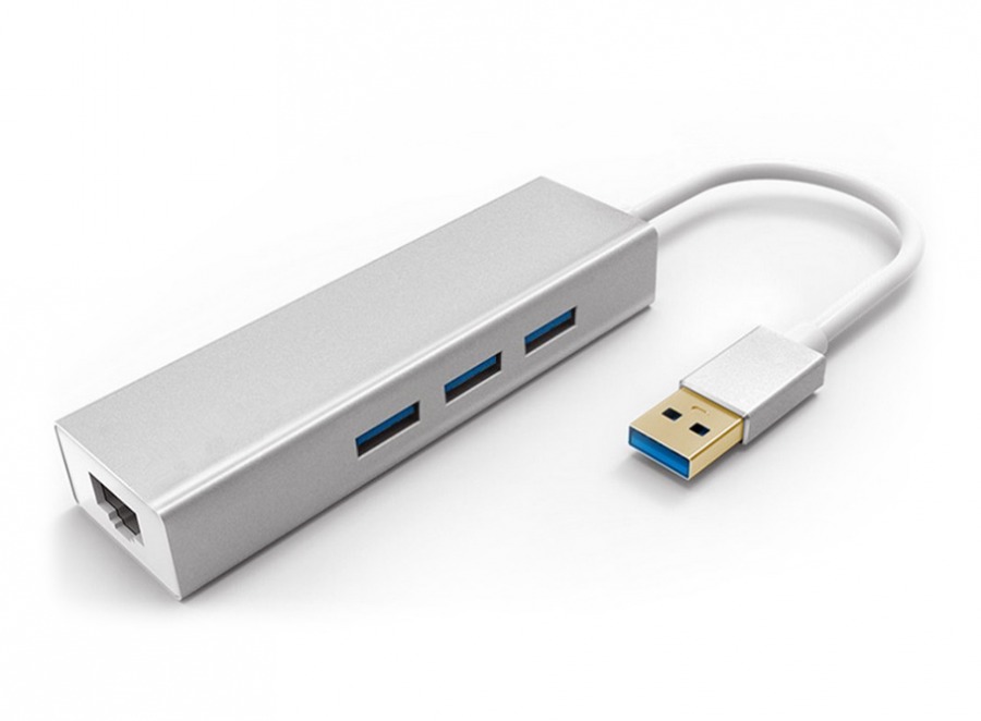 Super-Speed 3-Port USB 3.0 Hub + Gigabit Ethernet Network Adapter (Photo )
