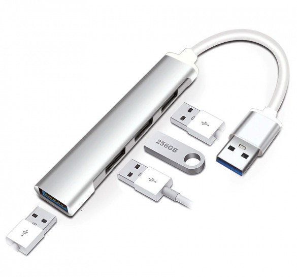 Ultra-Slim 4-Port Super-Speed USB Hub (1x USB 3.0 + 3x USB 2.0) (Photo )