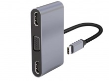 USB-C Dual Output HDMI 4K/30Hz + VGA Docking Station with Power Delivery (4K/30Hz, 60W) (Thumbnail )