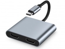 USB-C to Dual HDMI Adapter with Power Delivery (60W, 4K/30Hz) (Thumbnail )
