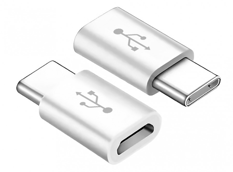 USB-C to Micro-USB Adapter - Male to Female (White) (Photo )