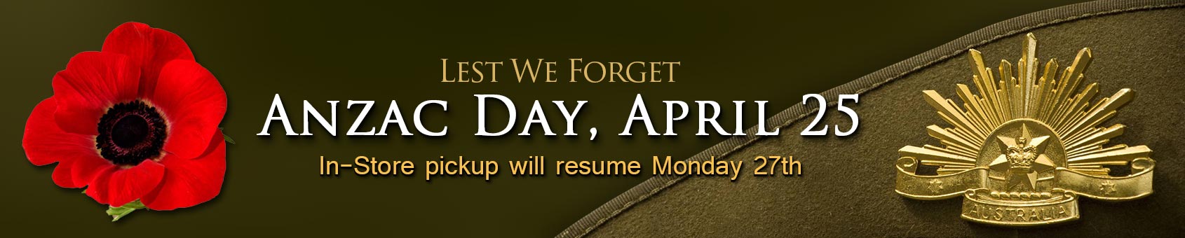 Cable Chick is Closed for In-Store Ordering on ANZAC Day (Public Holiday). All Orders ship out Monday 27th