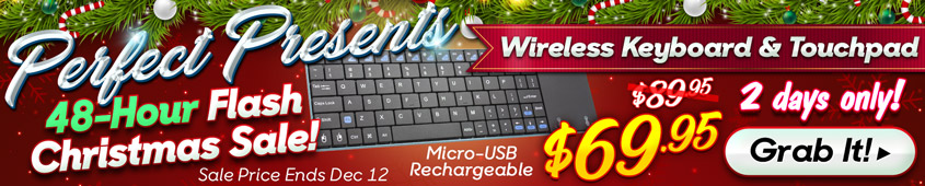 This Compact Wireless & Rechargeable Keyboard with Trackpad makes for the Perfect Present this Xmas!