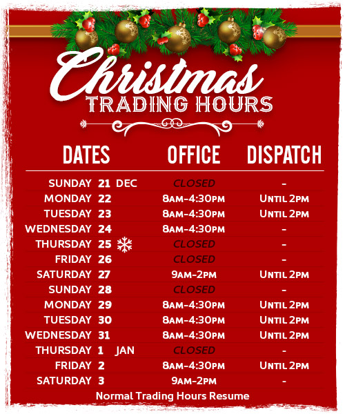 Christmas Holiday Trading Hours