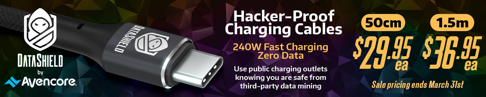 Avencore Present 'DataShield', the World's First Hacker-Proof Guaranteed USB-C Charging Cable!