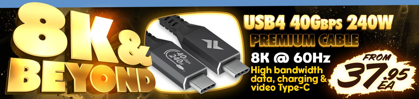 Enjoy 8K @ 60Hz Plus Incredible 240W Power Delivery with these Avencore Carbon Series USB4 Cables!!!