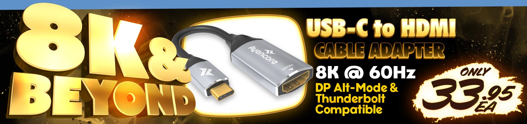 Enjoy 8K @ 60Hz Resolutions with this Avencore USB-C to HDMI Adapter Cable!!!