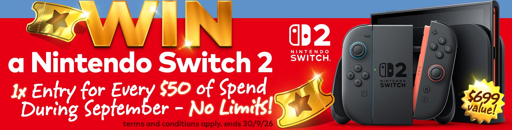 Win a NINTENDO SWITCH 2! Every $50 Spent Get's another Entry!!